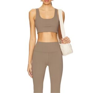 Spiritual Gangster Workout Set: Brown V-Neck Crop Bra + Leggings